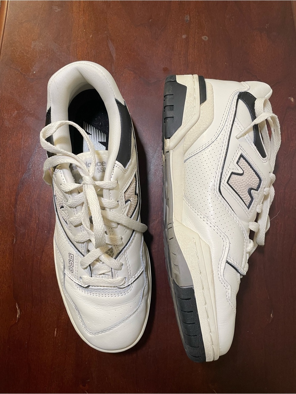 New Balance 550 Retro Low Top White Black Leather Mens Size 7.5